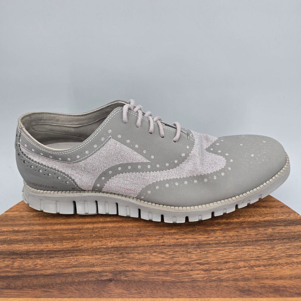 Cole Haan Zerogrand Oxfords Mens 11 M Gray No Stitch Wingtip Casual Shoes